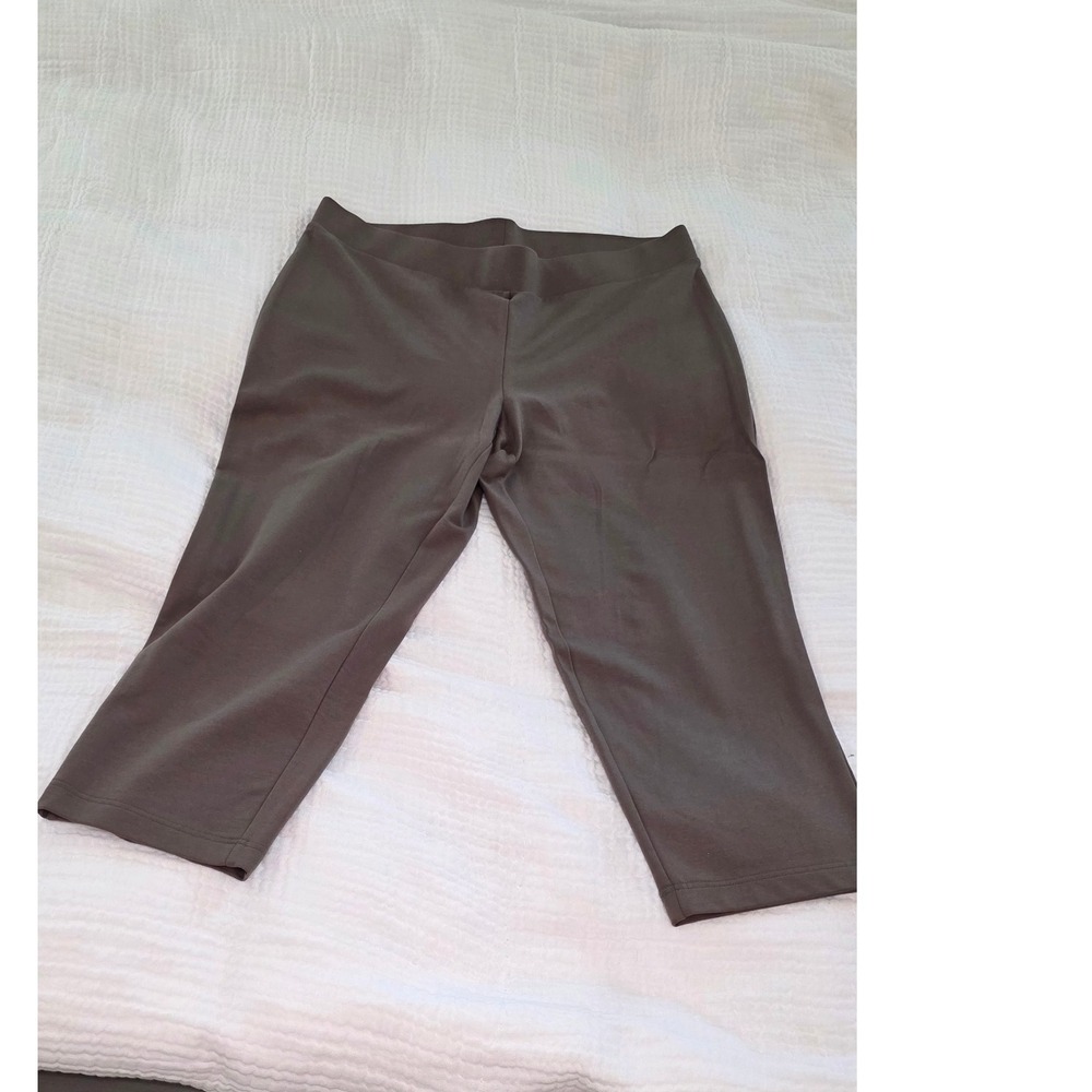 Pure Jill Slim-Leg Cropped Pants Womens L Casual Comfort Olive Green
